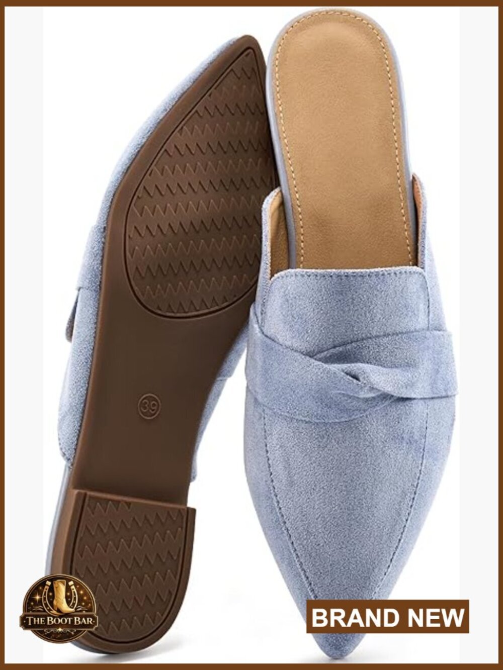 Pointed Toe Slingback Mules Flats Slide Loafers Bowknot Office Walking